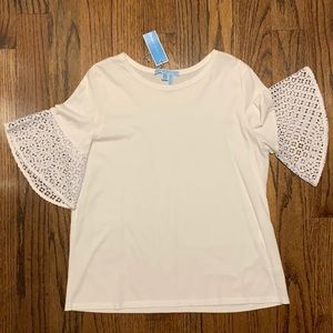 Draper James NWT - White Eyelet Sleeve Tee - Sz LARGE
